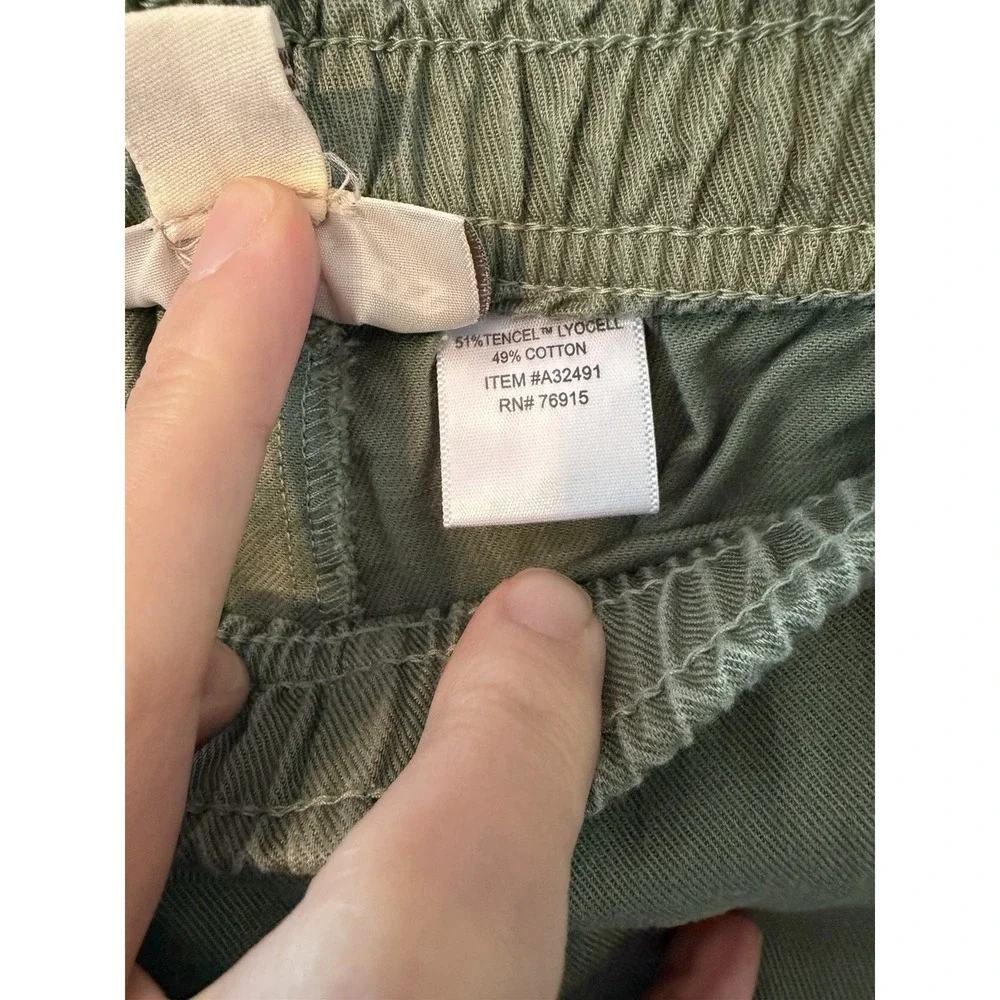 Appleseed's Petite Women's Stretch Waist Green Twill Straight Peg Pants Size PXL
